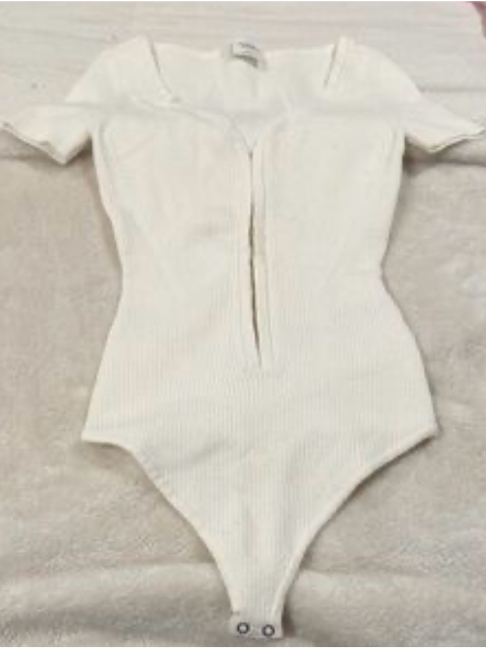 Abercrombie & Fitch Cream Ribbed  Bodysuit Womens size L - Picture 2 of 11